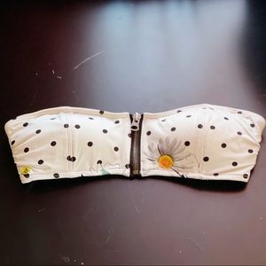 Volcom Strapless Polka Dot Floral Bikini Top Size Small